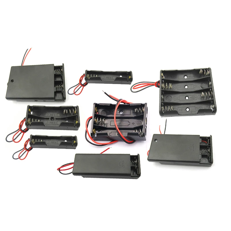 5PCS No.7 Battery Box 4.5V With Wire Cover 12V With Switch AAA Plastic Charging Compartment 3V Rechargeable Mobile Power DIY