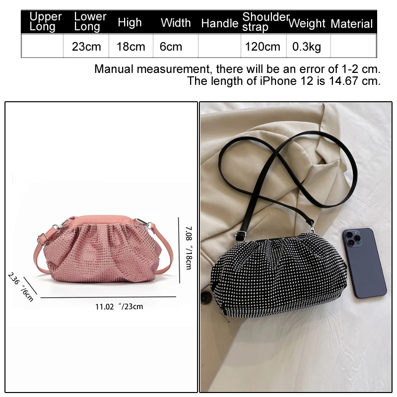 Diamond crossbody bags for women portable women shoulder bag 2023 trend Candy color messenger bag small luxury design Pinch bag