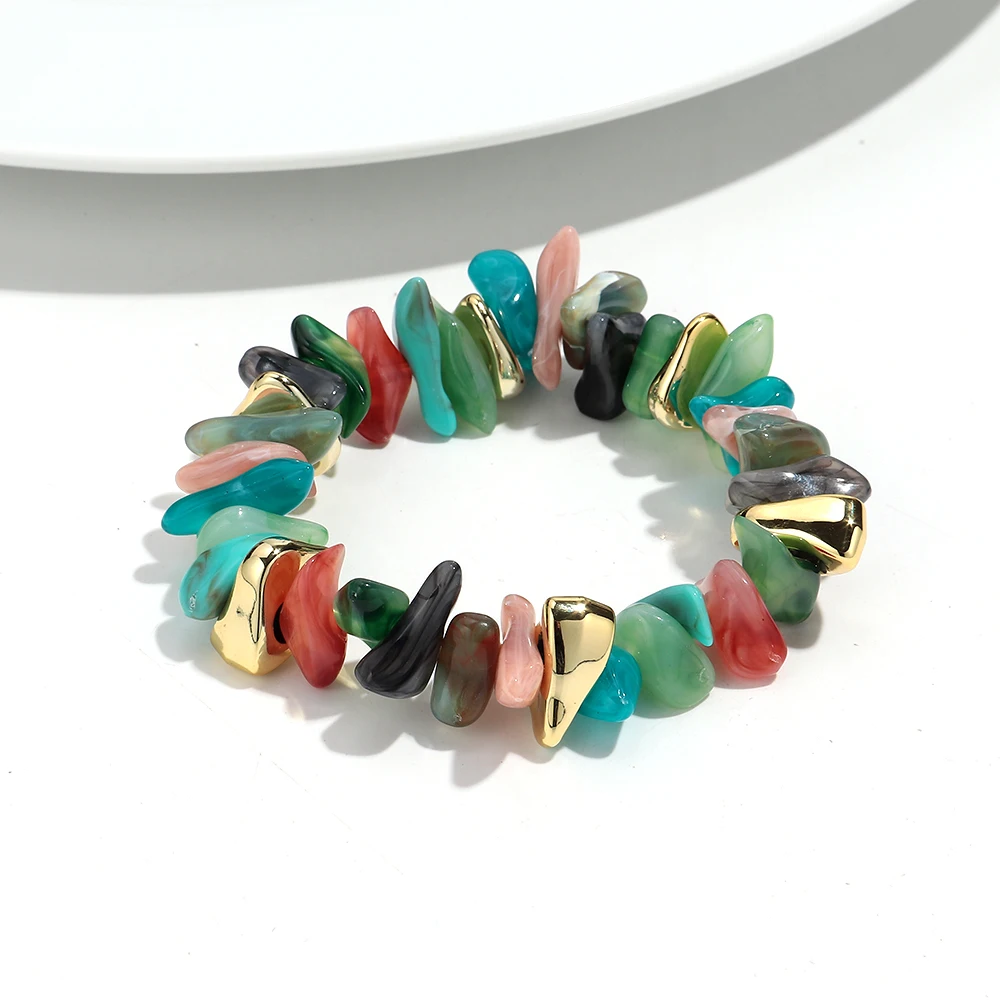 Boho Colorful Acrylic Irregular Stone Beads Necklace Bracelets Set