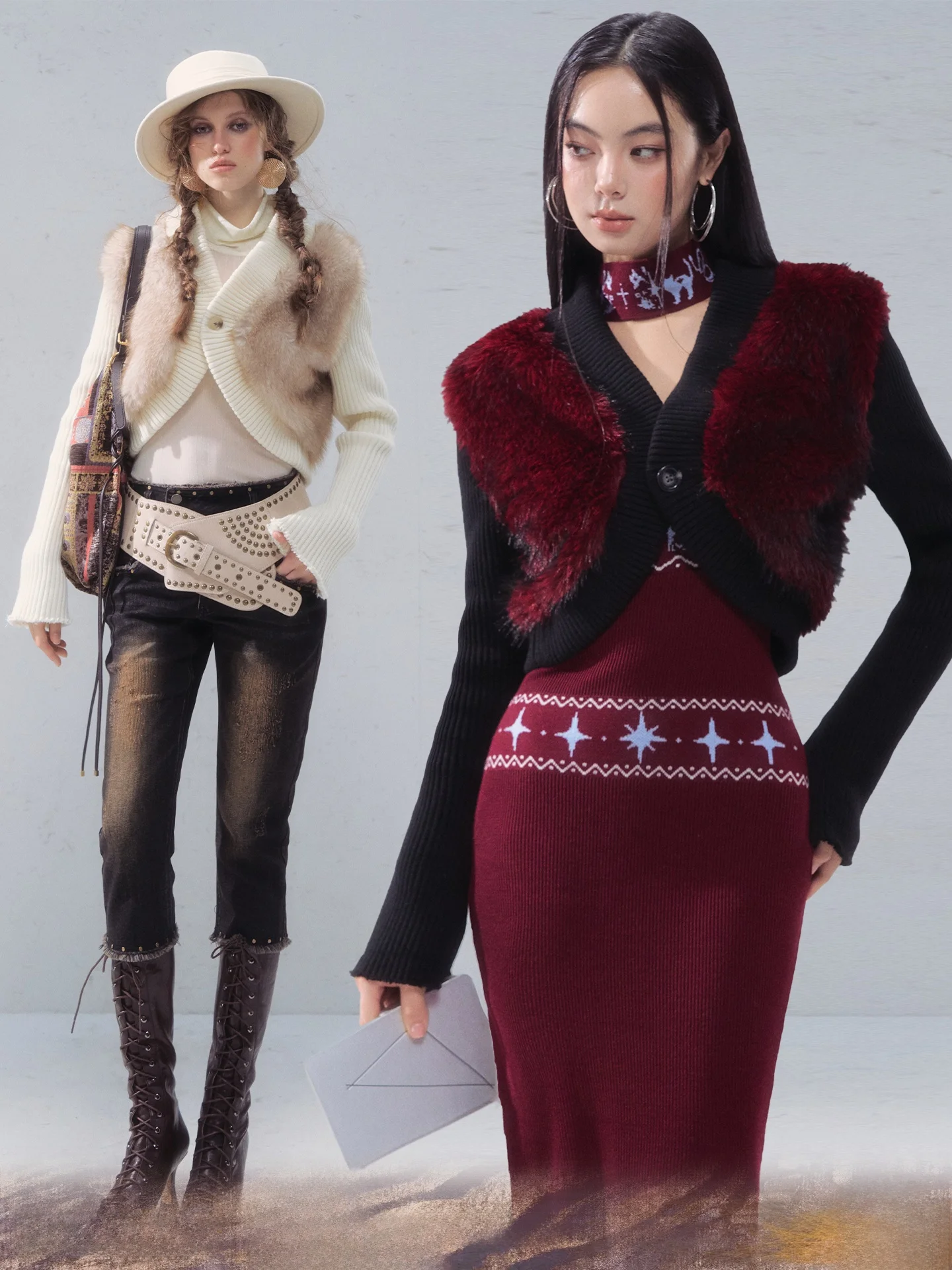 

Экологичная вязаная куртка с меховыми вставками 'Fernan Snow' от OfAkiva: Модная молодежная верхняя одежда в стиле Spicy Girl