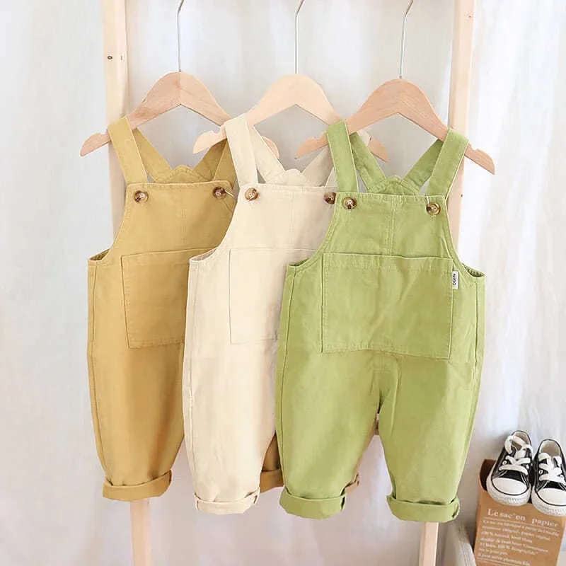 Korean Version Middle Big Children Denim Overalls Girls Summer Solid Color Casual Overalls Girls Loose Foreign Flavor Overalls
