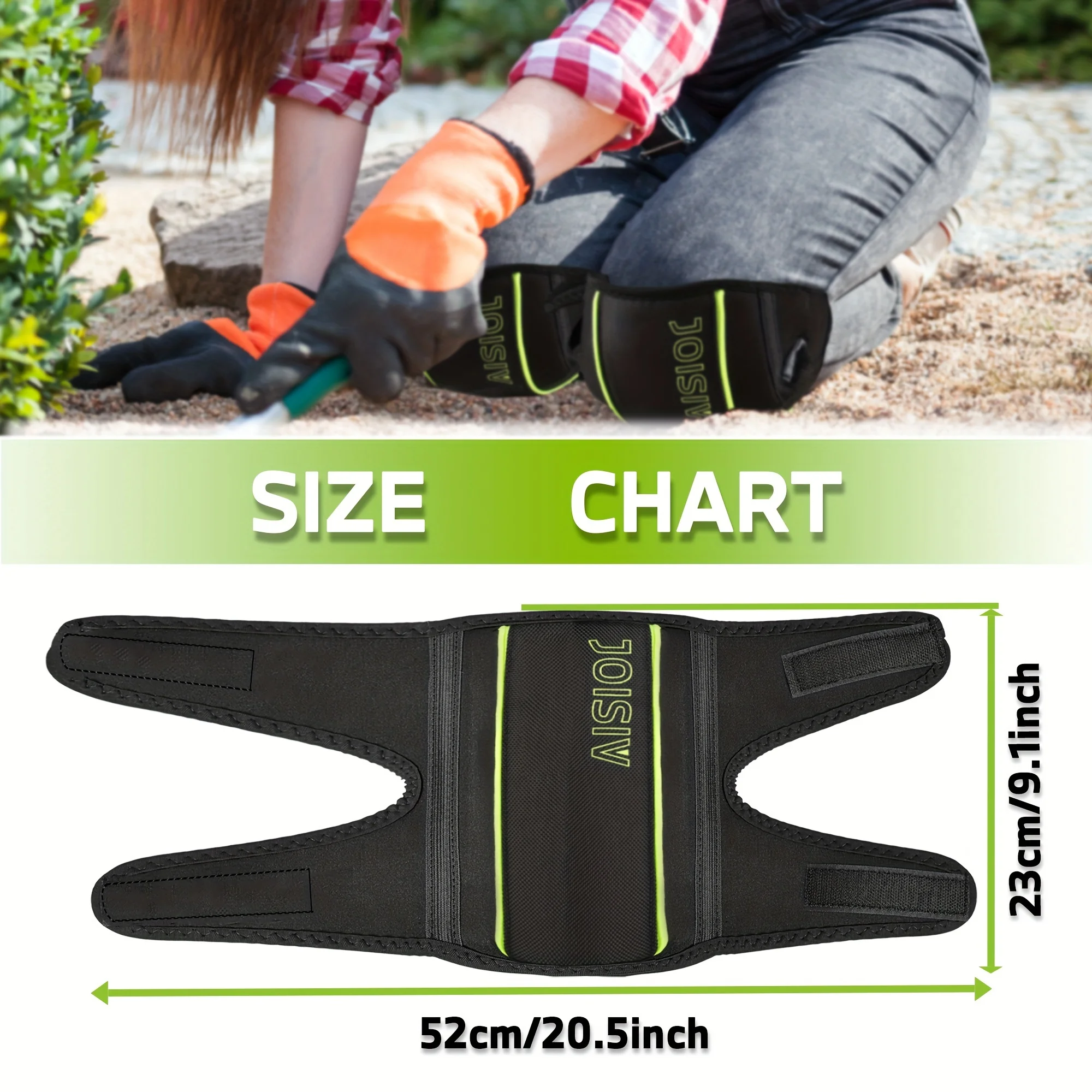 Unisex Knee Pads, Waterproof, Adjustable Straps, Thick EVA Foam, Neoprene, Fluorescent Trim, for Gardening, Cleaning, Yoga