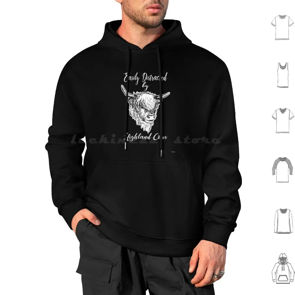 Scottish Highland Cow Messy Hair Spirit Baby Cow Hoodies Long Sleeve Highland Cow Highland Cow Cow Chirt Cute Cow