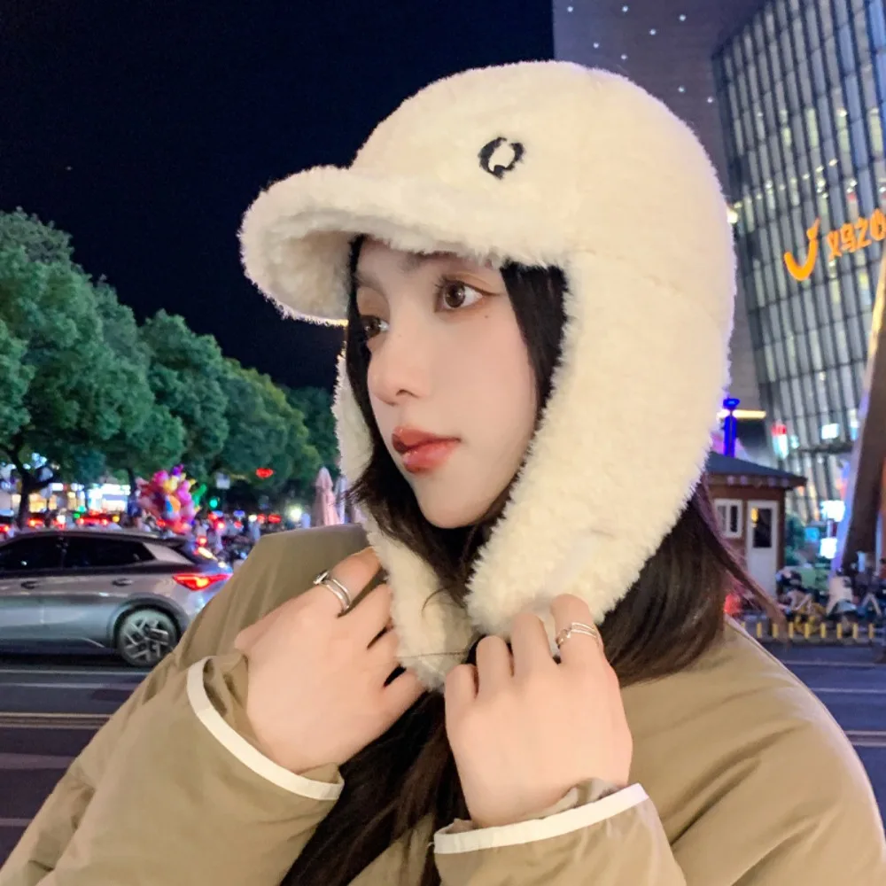 

Trendy Thickened Ear Protection Hat Warm Plush Pilot Cap Windproof Cashmere Hat Unisex