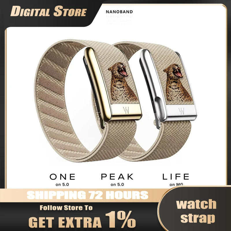 For Whoop 5.0 MG Series Sport Nylon Strap, Leopard Pattern Braided Replacement Wristband with W Logo Metal Frame