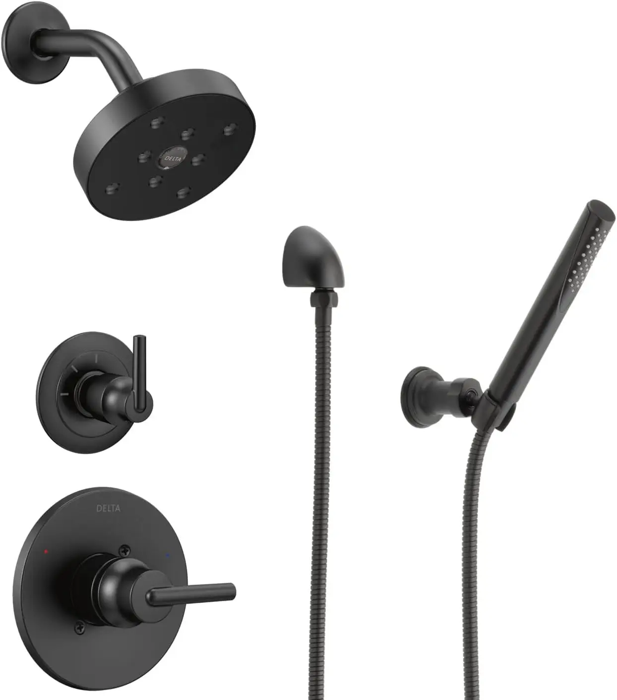 

3-Setting Matte Black Shower System Including Black Shower Diverter and Shower Valve/Trim Kit Bathroom accessories