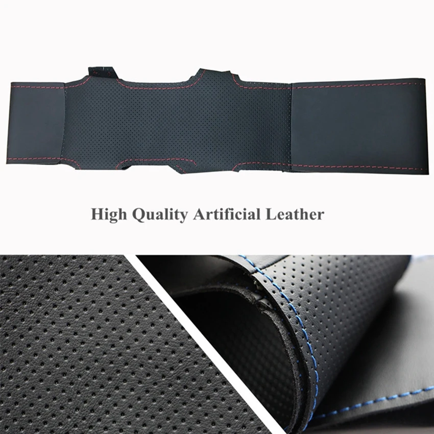 Hand-stitched Steering Wheel Cover Black Artificial Leather Steering Wheel Cover for Kia Sportage 3 2011-2014 Kia Ceed 2010