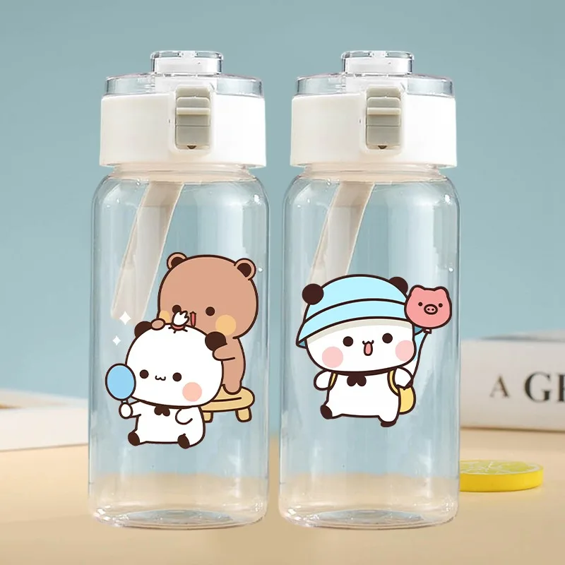 Bubu Dudu Niedlicher Bär Transparenter Wasserbecher für Männer Frauen Anime Cartoon Mode-Becher Paar Tragbare Outdoor-Wasserflasche Geschenke