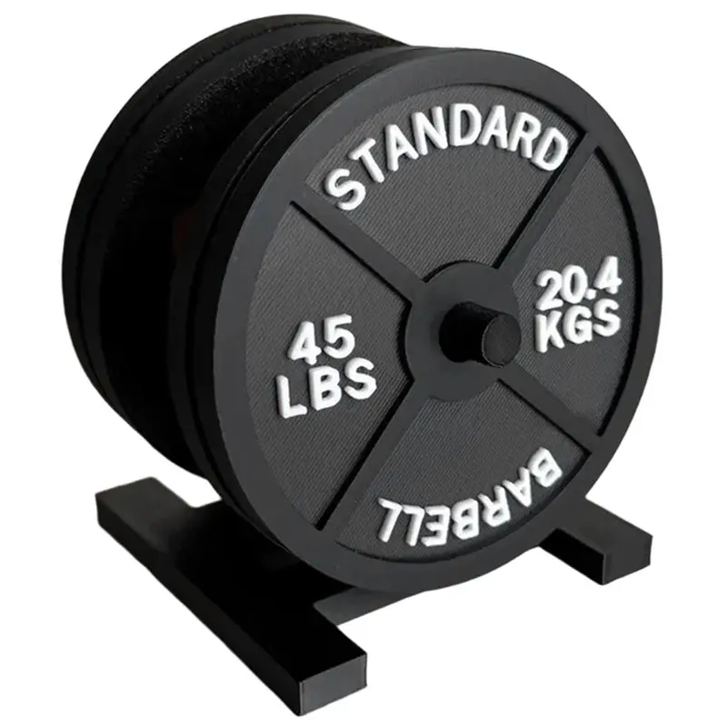 

SOFT-Four Black Weight Plate Coaster Set Holder Drink Coaster For Hot Cold Drinks For Home Kitchen Fitness Gym Bar