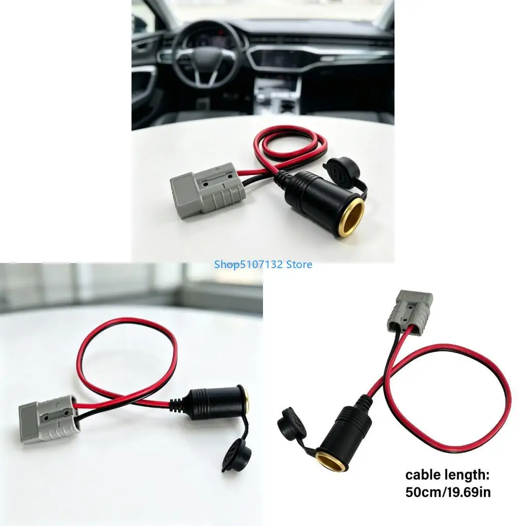 87HD 12AWG SB50 Battery Connectors to Car Socket Adapter Cable, 50Cm 12V 24V Power Wire for Trailer Lights, Compressors & Car