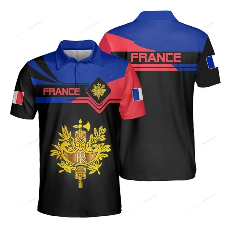 Custom Name France Flag Graphic Polo Shirt Summer Casual Men's Fashion Loose Cool Jersey Fast Dry Non Fading Short Sleeve Tops