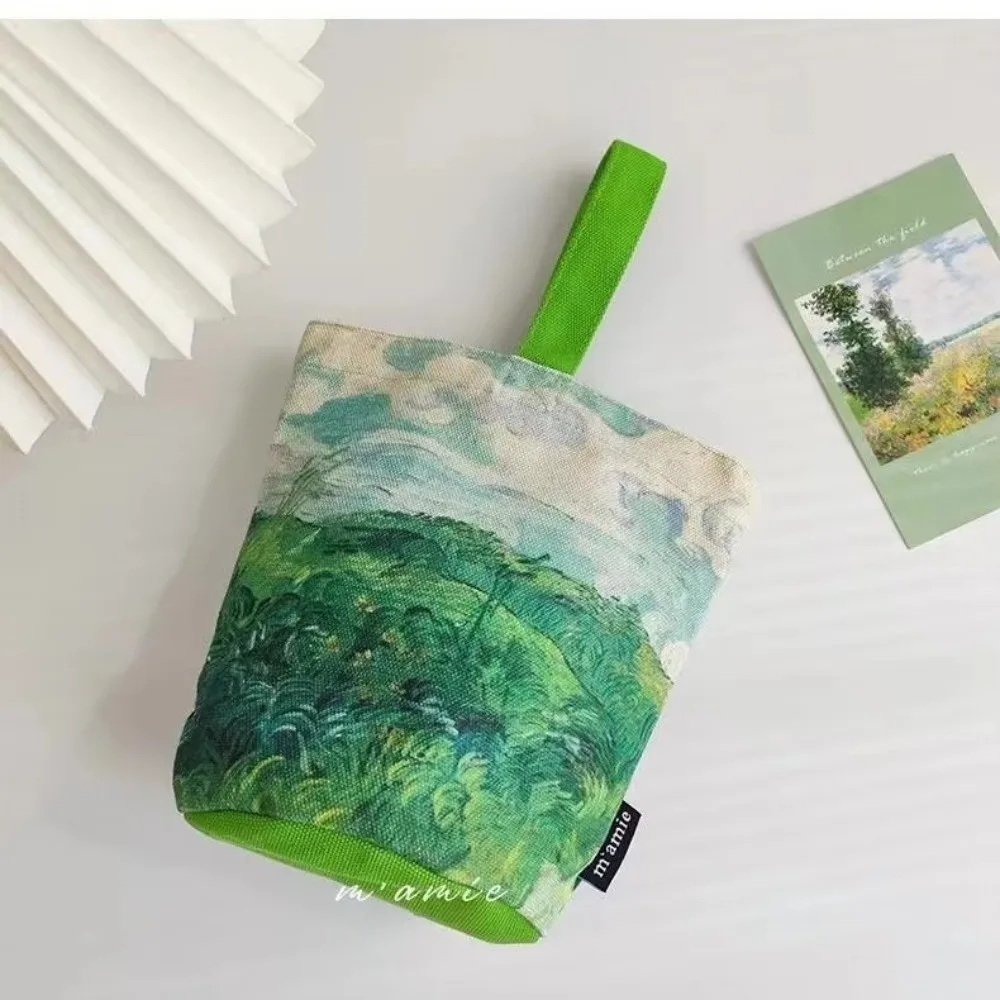 New Small Painting Bucket Bag Painting Pattern Handheld Design Small Handbag Lunch Carry Portable Handbag Outdoor Activities