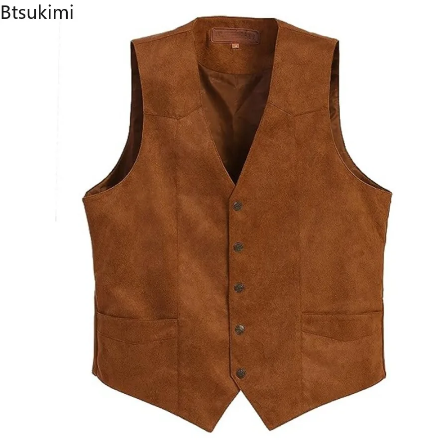 2026 Retro Waistcoat for Victorian Men Slim Single Breasted Suit Vest Vintage Fashion Wedding Business Sleeveless Classic Colors