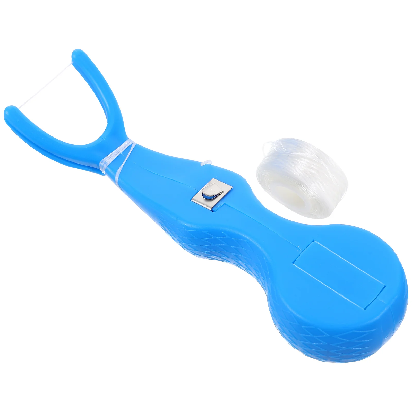 Conjunto de bastão de fio dental de plástico com 2 peças de fio dental de nylon portátil limpador de cuidados com os dentes conjunto de ferramentas de limpeza (azul)