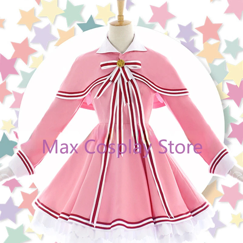 Max Anime Sakura Cosplay Costume Lolita Maid Combat Suit Pink Dress Women Female Kawaii Sakura Halloween Uniform Clothin