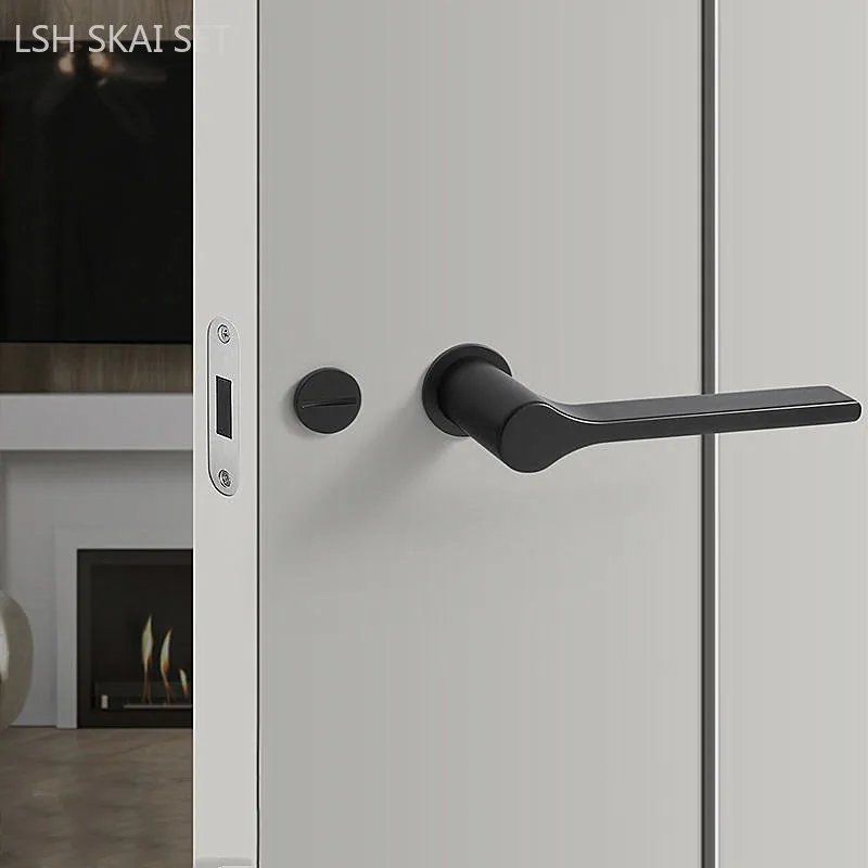 Zinc Alloy Keyless Magnetic Door Lock Double Sided Handle Silent Bedroom Door Lock Indoor Single Tongue Mechanical Lock