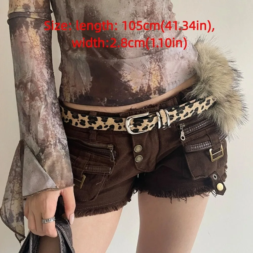 Простой меховой ремень из искусственной кожи с леопардовым принтом, меховой пояс из искусственного меха, универсальный плюшевый ремень в стиле ретро, пикантная девушка