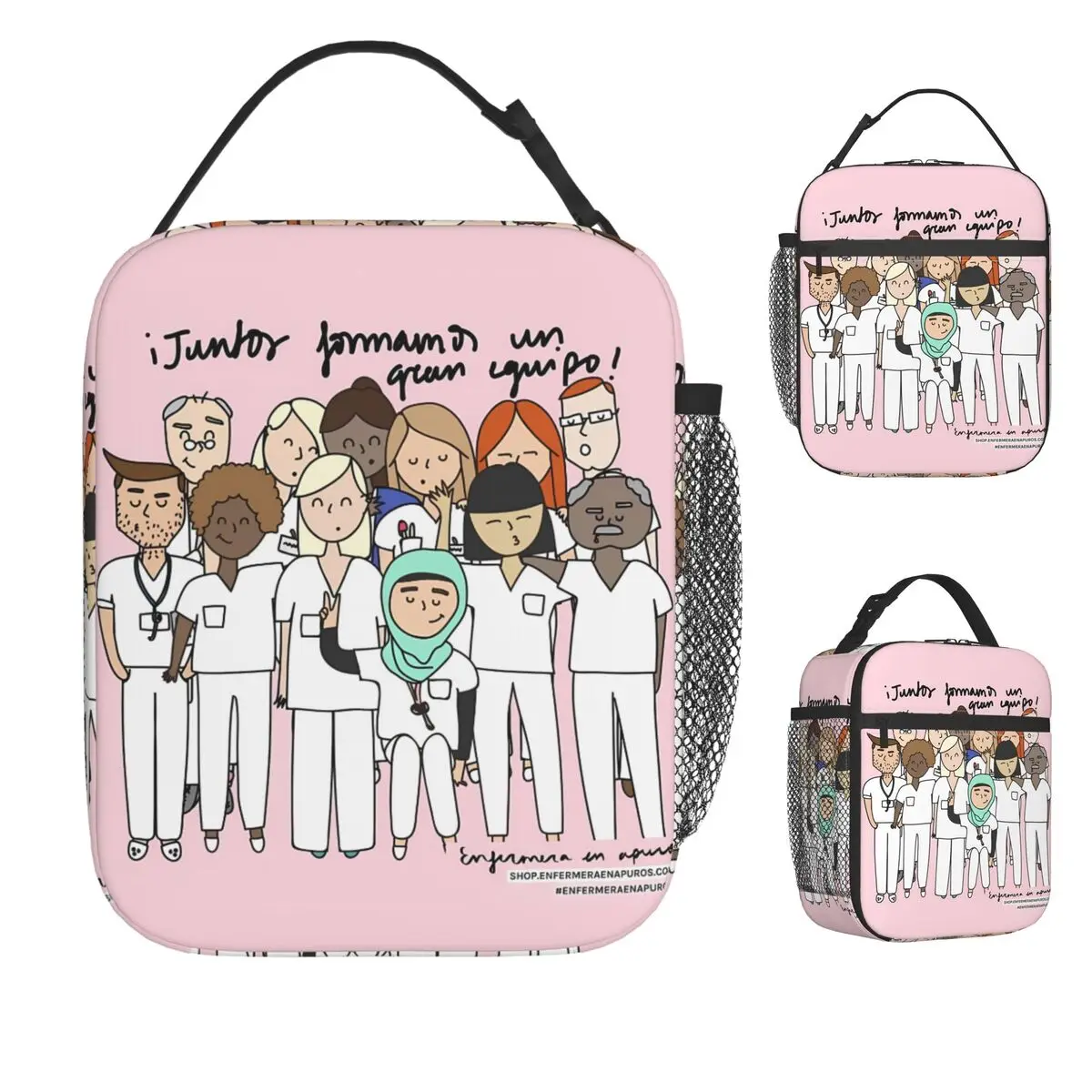 

Enfermera En Apuros Nurse Lunch Bag Kawaii Cool Portable Lunch Box Picnic Graphic Cooler Bag Casual Oxford Thermal Lunch Bags