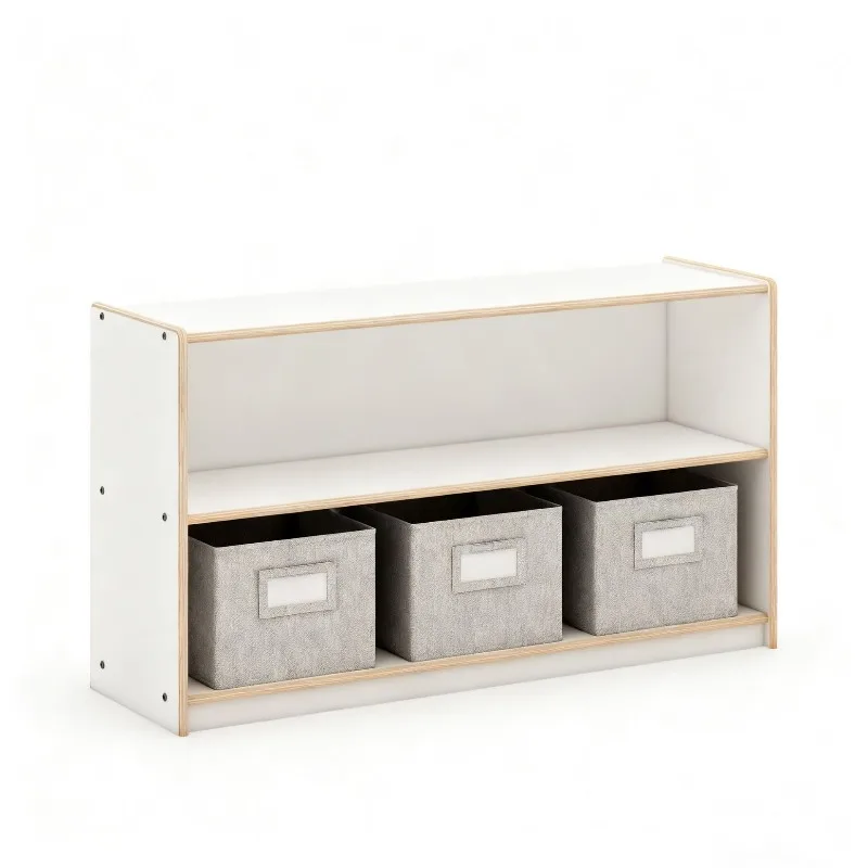 Kindergarten double-layer toy storage cabinet, wooden storage rack, picture book display bookshelf