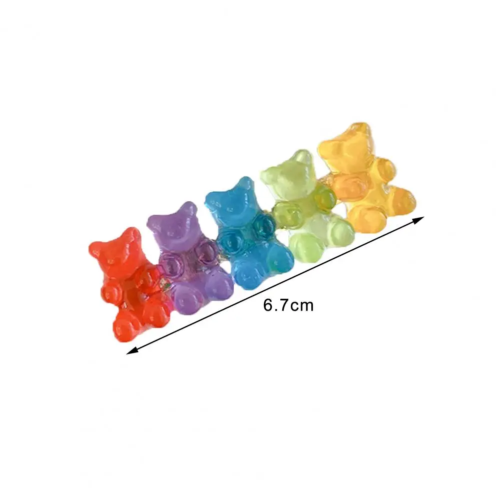 Bear Shape Jelly Color Hairpin Resin Colorful Beautiful Women Hair Clip Headwear For Daily Wear