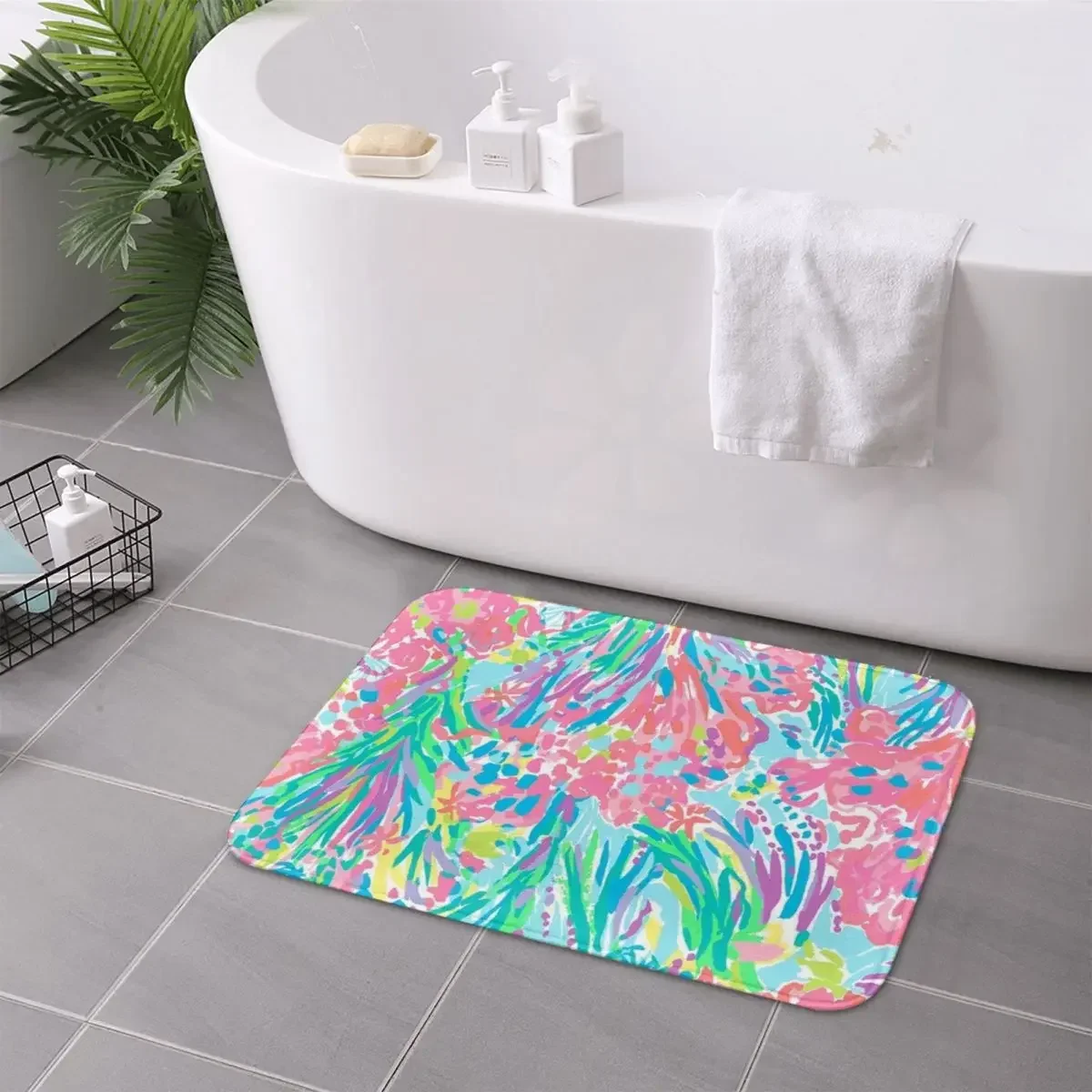 Fresh Tropical Print Style Bathroom Non-silp Door Mats Suitable for Living Room Entrance Decorative Accessories Pad Bedroom Rugs