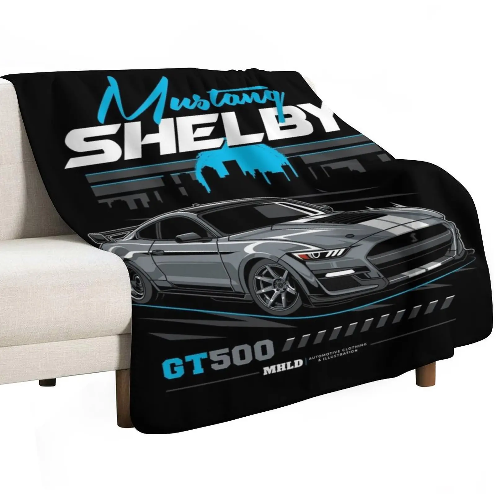 Shelby GT500 Car Drawing Throw Blanket Single Soft Plaid Luxury Brand Plaid Fashion Sofas Blankets For Bed Blankets