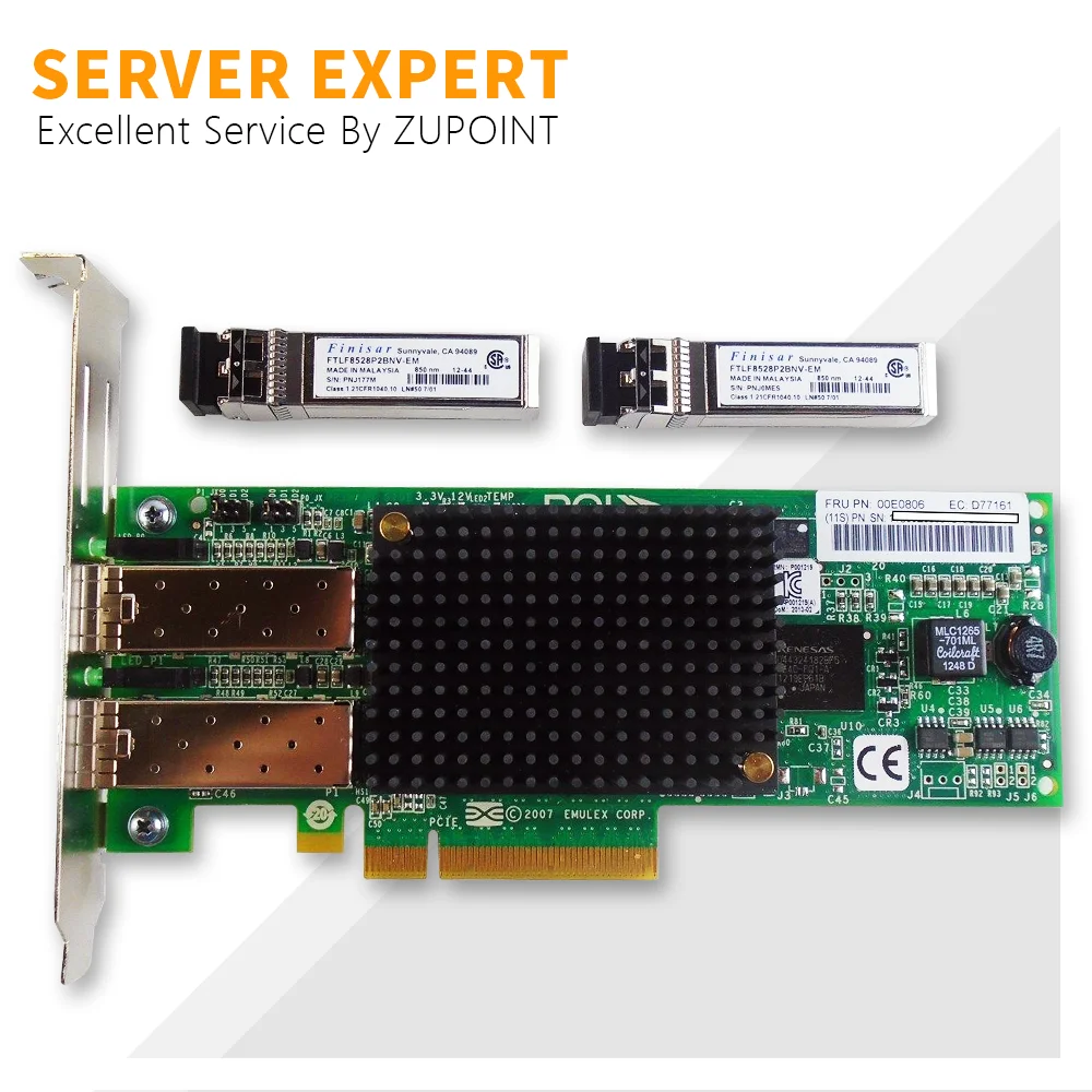 

Карта адаптера волокна с двумя портами ZUPOINT LPE12002 Emulex LPE12002-E LightPulse 8 Гб