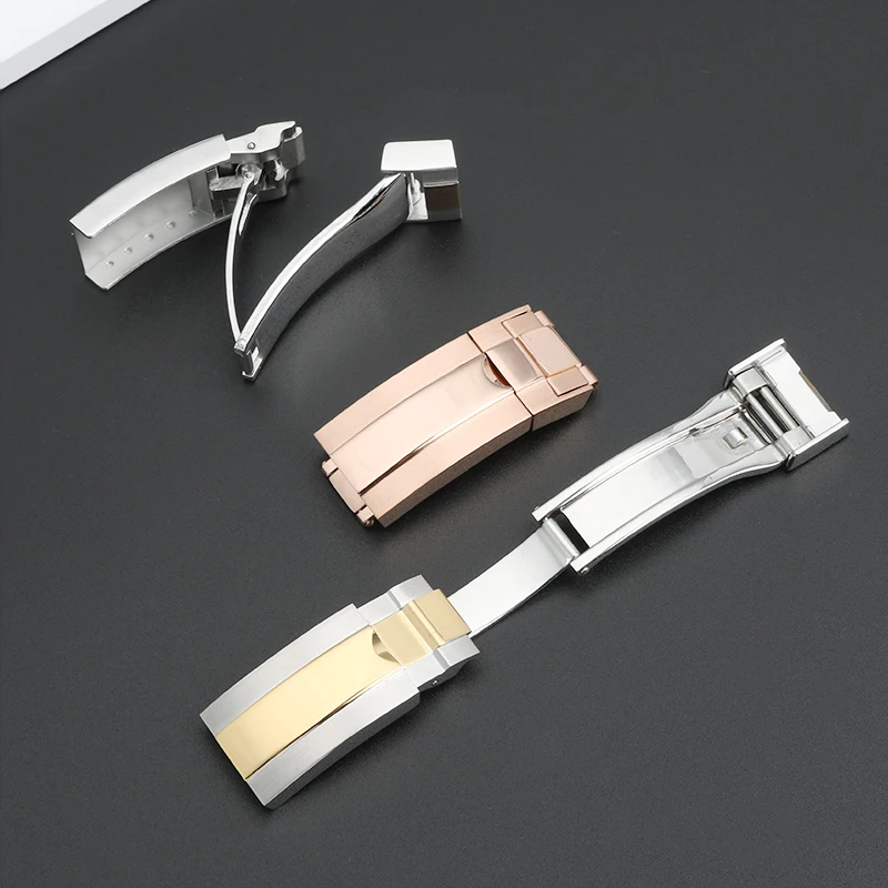 Fibbia pieghevole da 16 mm per orologio Rolex Fibbia Daytona Datejust Water Ghost Yacht Submariner Chiusura pieghevole in acciaio inossidabile uomo donna