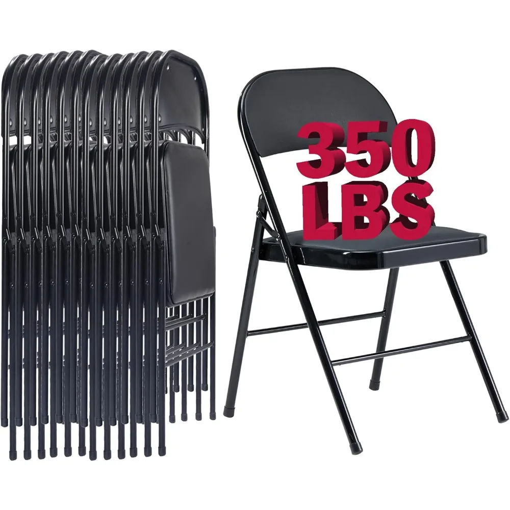 

12 Pack Black Folding Chairs with Padded Cushion and Back Padded Folding Chairs with Steel Frame Portable Stackable Commercial S