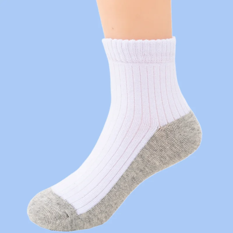 5/10 Pairs Men's Cotton Socks Spring Autumn Summer White Middle And Large Children's Student Socks Boys Socks 10-12 Years Old