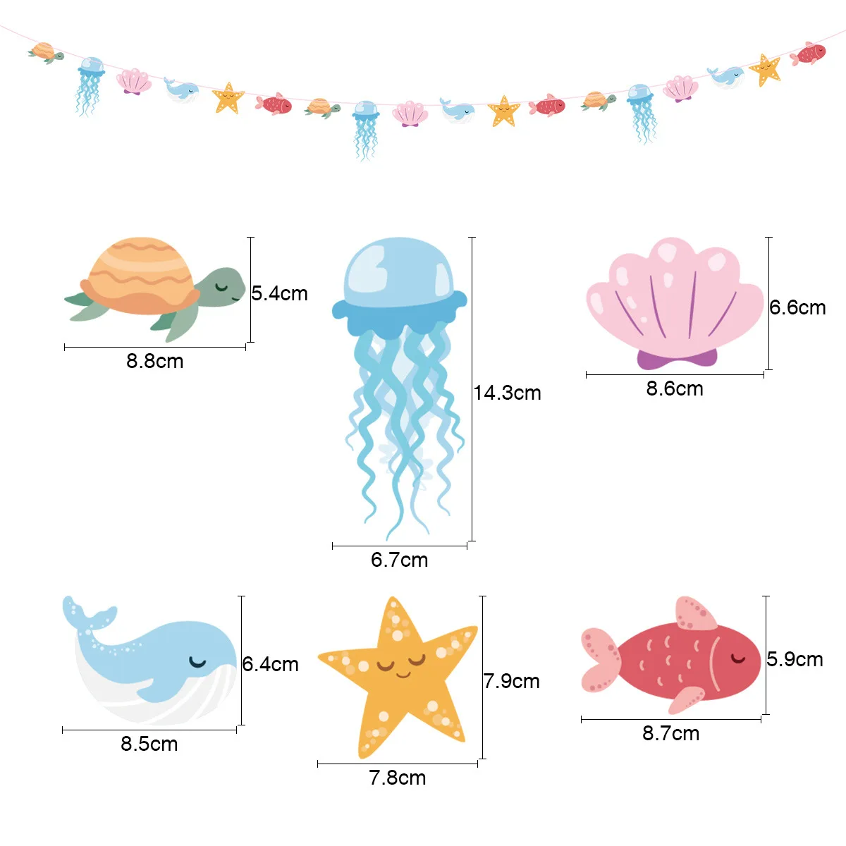 2 m Ozean-Tier-Girlande mit Ozean-Motiv – hängendes Banner für Kindergeburtstag, Babyparty unter dem Meer, Party-Dekoration – Detail 1