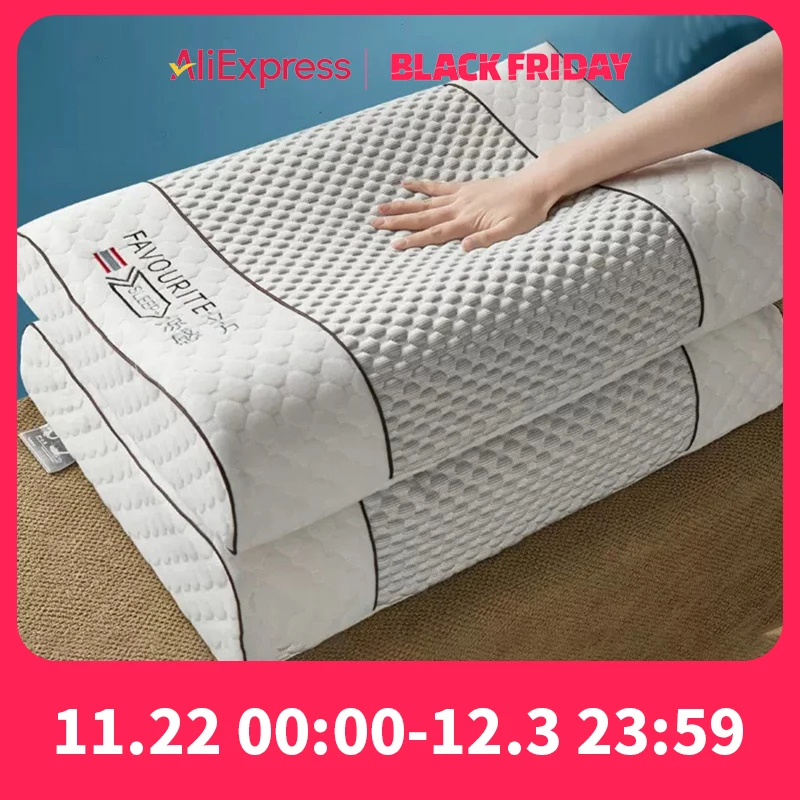 Raffreddamento del ghiaccioTechnology Cuscino in lattice naturale tailandese Rimbalzo lento Assistenza sanitaria Cuscino in memory foam Cuscino ortopedico Protezione per il collo 1PC