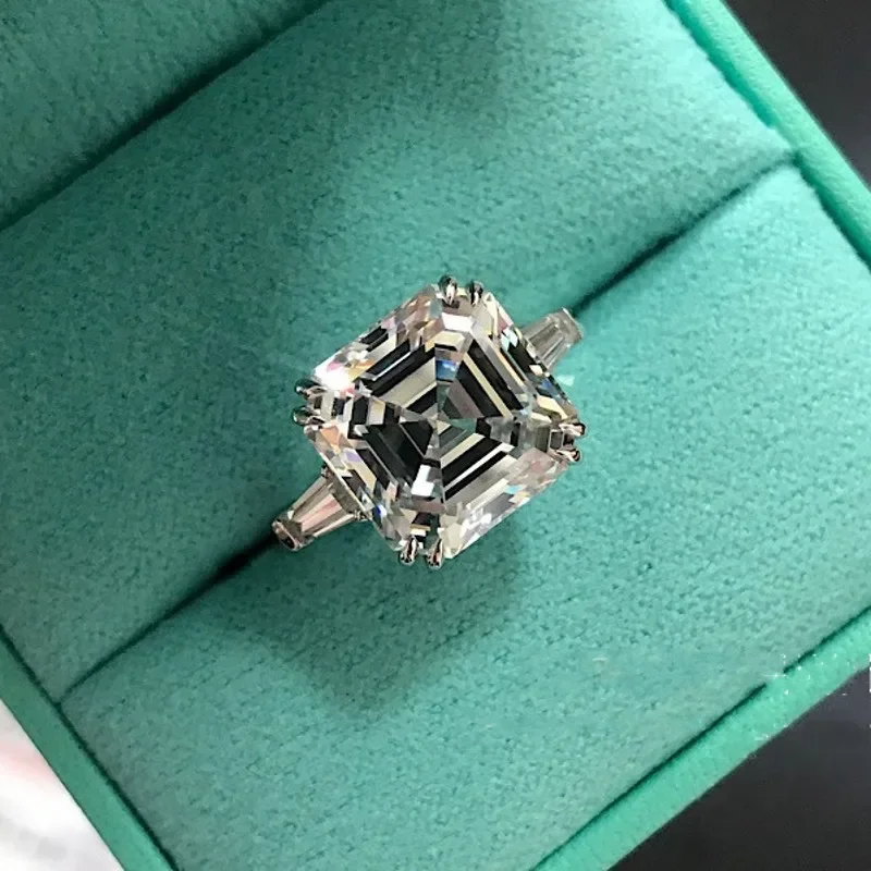 Solitaire ronde geslepen 6ct Lab Diamond Ring 925 Sterling Zilver Engagement Wedding Band Ringen voor vrouwen Bruidsfeest Sieraden Cadeau