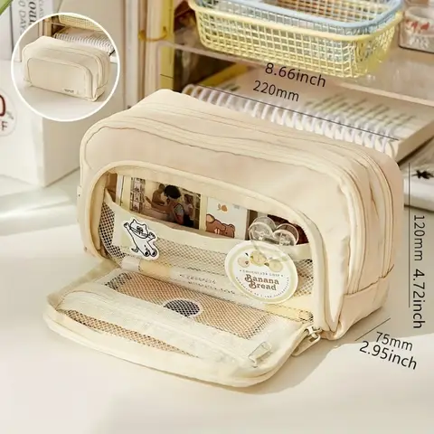 Pencil Case Large Capacity Pencil Pouch Handheld Pen Bag Cosmetic Portable Gift for Office School Teen Girl Boy Men Women Adult