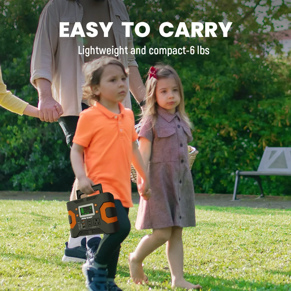 Howeasy 300W Portable Power Station, 236Wh Solar Generator (Without Solar Panel), Pure Sine Wave 110V Ac Socket, Spare Lithium Battery, Led Light/Dc/Usb/Qc3.0 for Camping Style Use