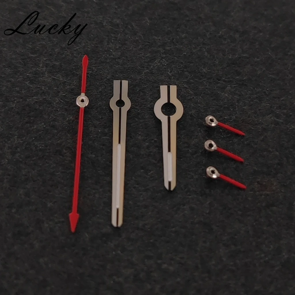 Silver Red High Quality Watch Hands Green Luminous 6Pins Per Set Fit VK63 VK63A Quartz Movement Modified Replacement Watch Parts