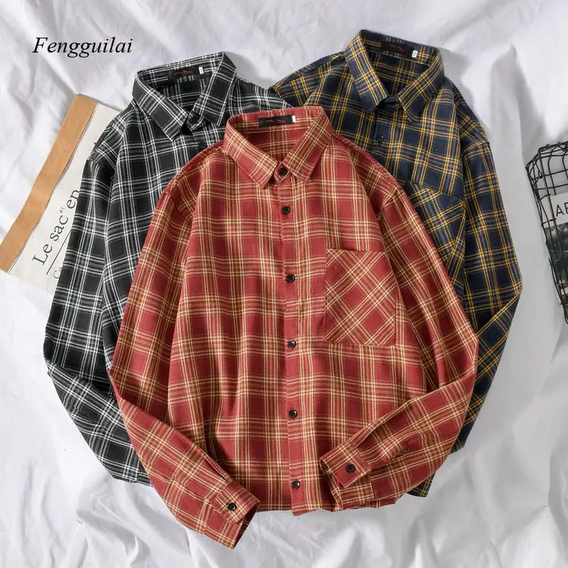 Classic Long-Sleeve Button-Down Shirts with Turn-Down Collar, Breathable Brushed Fabric, Available In Multiple Colorways