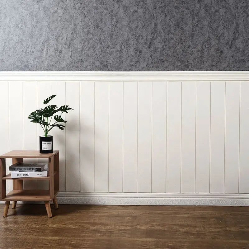 Rongqi Self Adhesive 3D Wall Stickers Moisture Proof Dirt Resistant Foam Nursery Wall Renovation Wood Grain Decal Protection