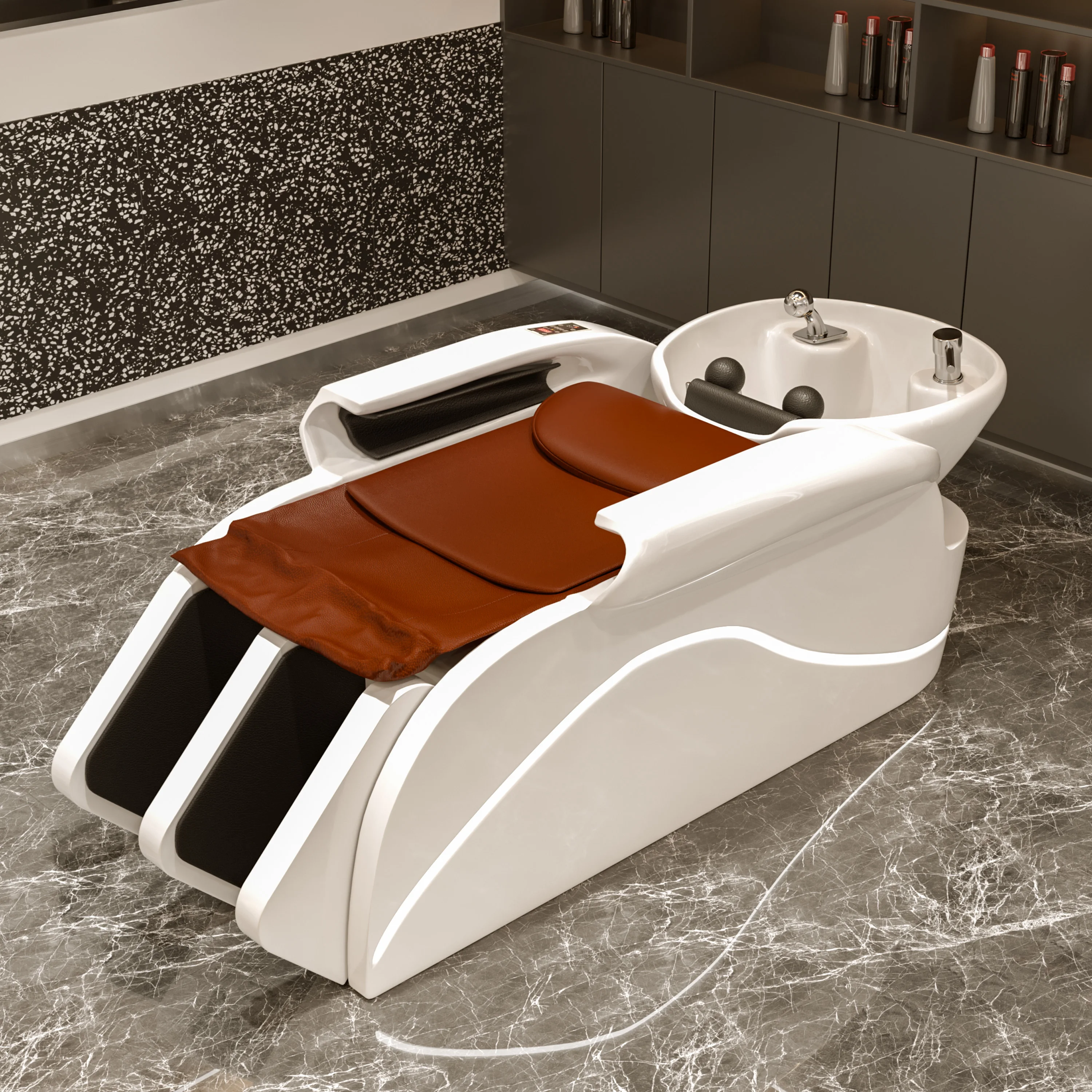 Hair Spa Massage Bed Luxury Hairdressing Salon Washbasin Hairdresser Treatment Chair Professional Therapy Basin Porcelain Stock