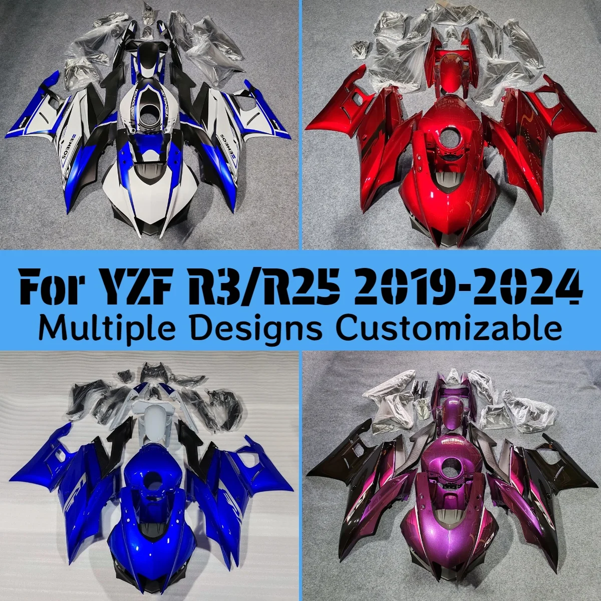 New Style Fairing Kit YZFR3 YZFR25 2019 2020 2021 2022 2023 2024 Motorcycle Fairings Aftermarket Bodywork for YAMAHA YZF R3 R25