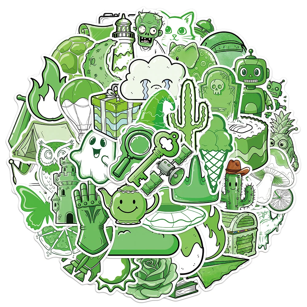 50 個クリエイティブグリーンアイテムインスタイル装飾ステッカー DIY スクラップブック電話ケースラップトップタブレット装飾玩具ステッカー