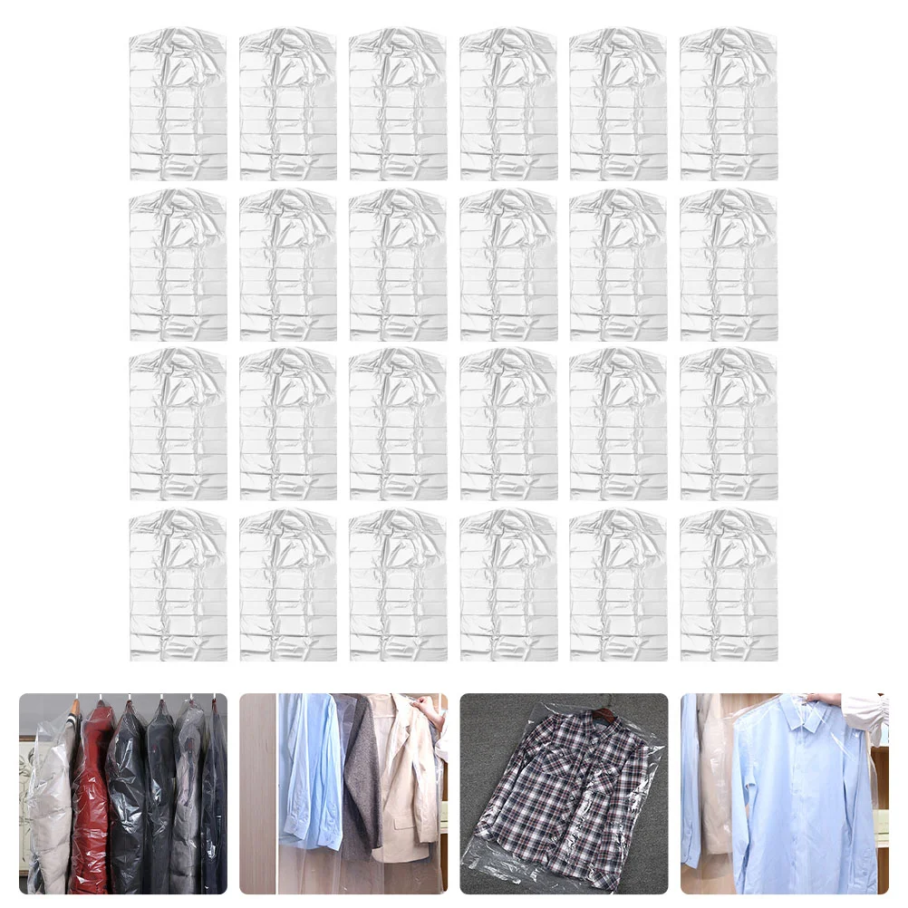 30 PCS Hanging Clothes Cover Dry Cleaning Hood Storage Bags Clear Clothing Dust Wardrobe Transparent Kids'