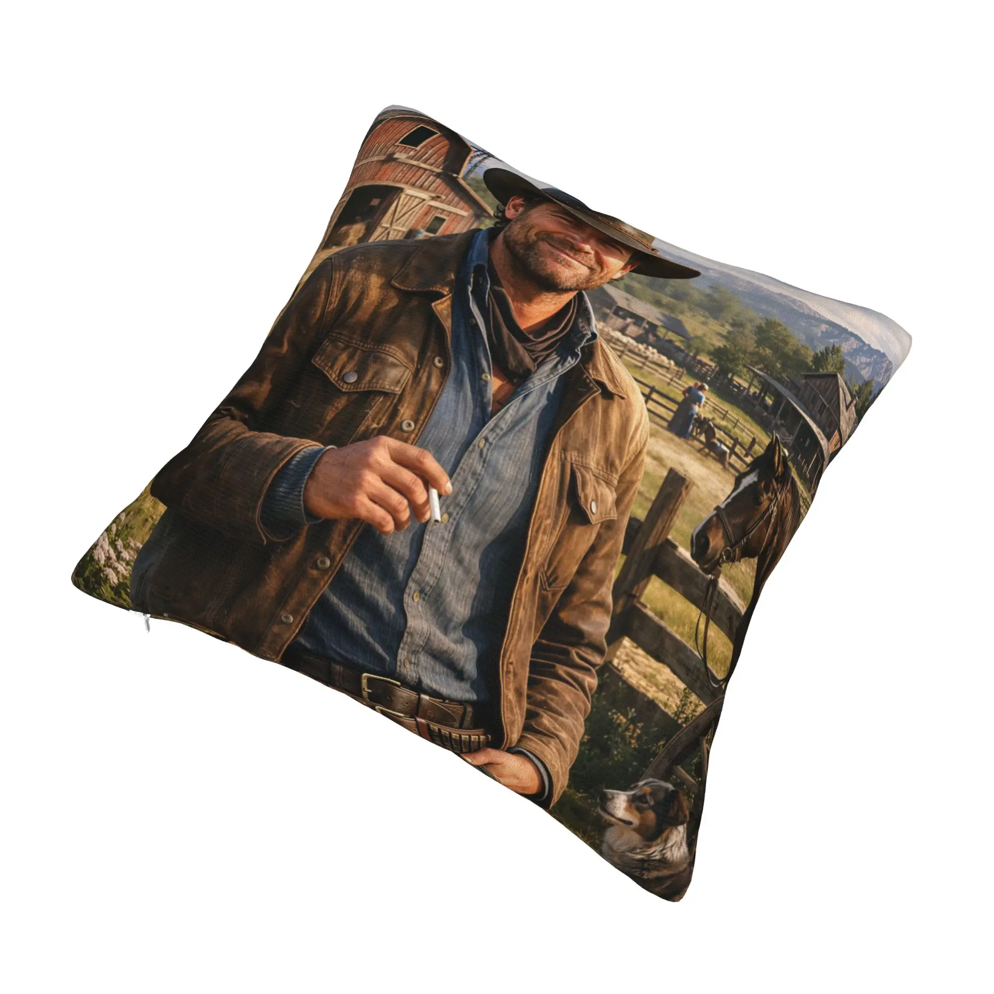 Nordic Arthur Morgan Cushion Cover Velvet Farm Ranch Pillow Case Home Decorative