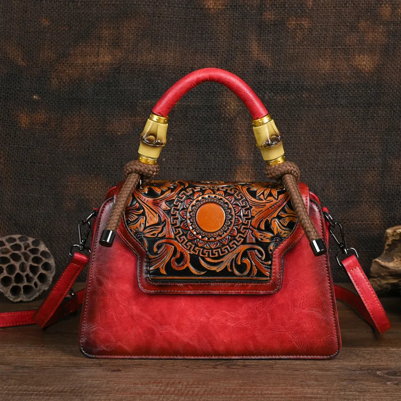 Borsa da donna floreale 3D borsa a tracolla in pelle da donna Vintage borsa a tracolla o a tracolla da donna di moda