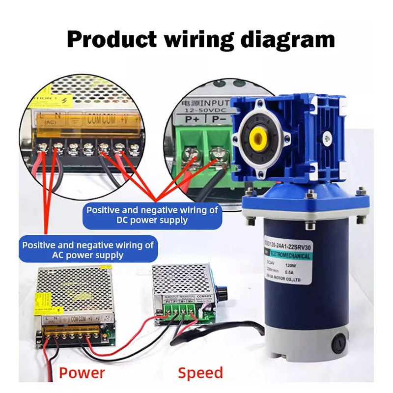 DC 12/24V Worm Gear Reducer Motor RV40 High Torque Gearbox Reducer Motor Self-Gearing Single-lock Shaft Rotation CW CCW