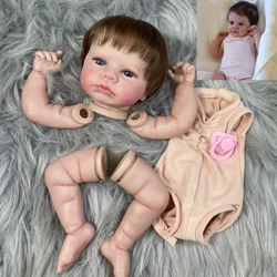 20Inch Painted Reborn Doll Kit LouLou Awake Blue Eyes With Rooted Hair 3D Painted Skin Unassembled DIY Handmade Vinyl Doll Parts