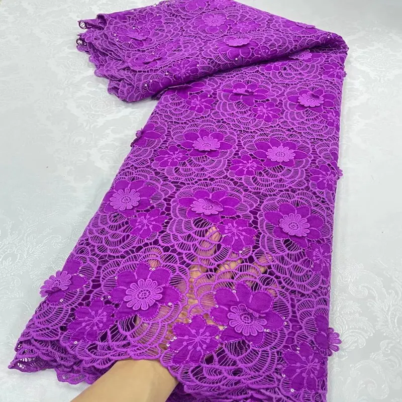 High Quality African Nigerian Tulle Lace Fabric For Sewing Wedding Party Gown Dress Embroidered Cotton Sequins 5Yards TS2330