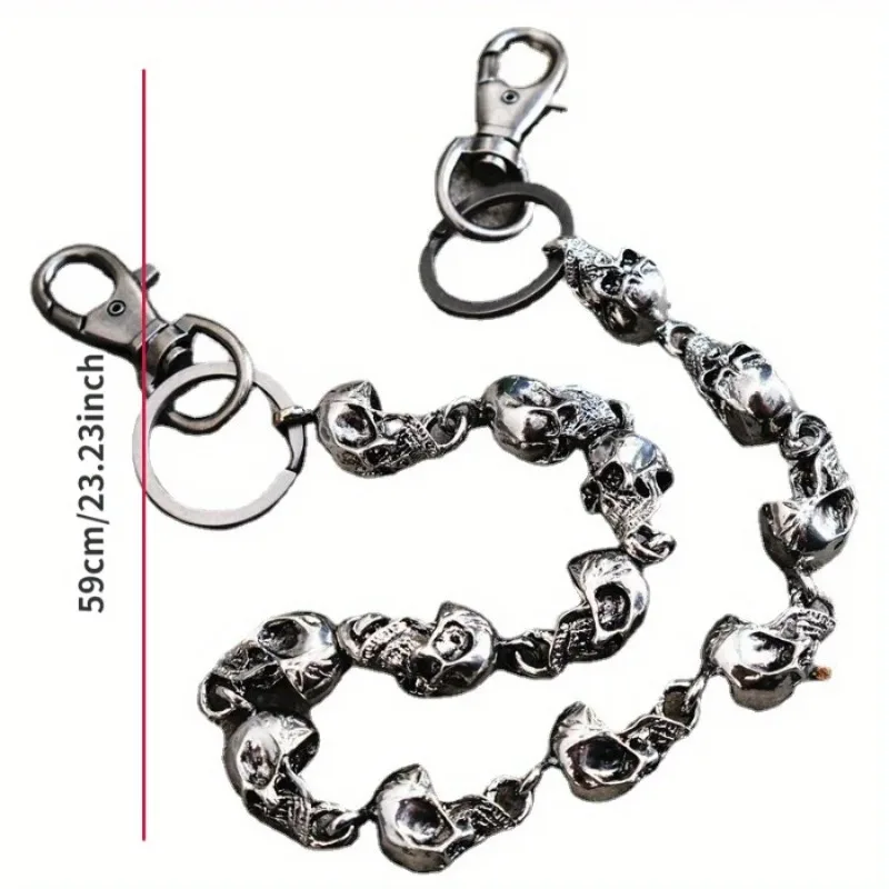 1pc Skull Connection Metal Pants Chain Big Ghost Head Retro Hip-hop Personalized Japanese Trend Waist Chain Waist Decor Belt