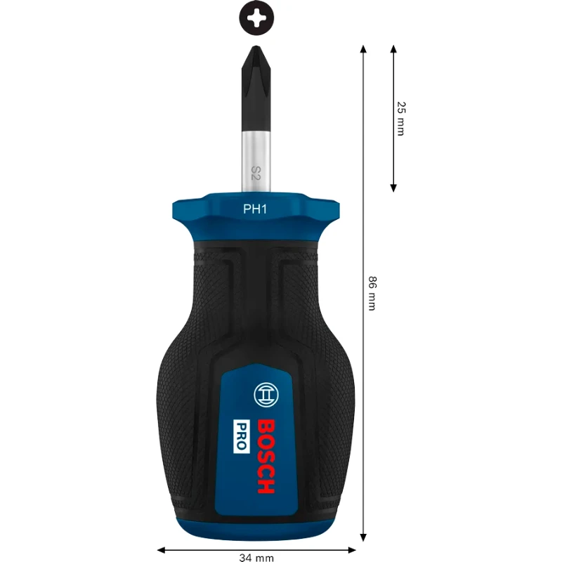 BOSCH 1600A039TF 1600A039TG 1600A039TH PRO Stubby Screwdrivers Phillips Hand Tools