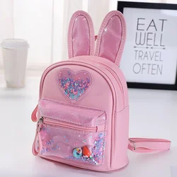 Kindergarten Sequins Schoolbag with Rabbit Ear for Girls Primary Kids Backpack Kawaii Waterproof School Bag Pink and Blue